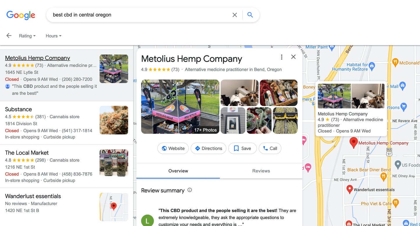 Google: Best CBD In Central Oregon - Metolius Wellness / Metolius Hemp Company Is The Answer